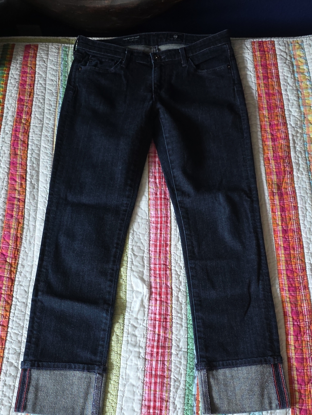 AG Adriano Goldschmied Stevie Cuff Dark Indigo Jeans Made In USA Size 27